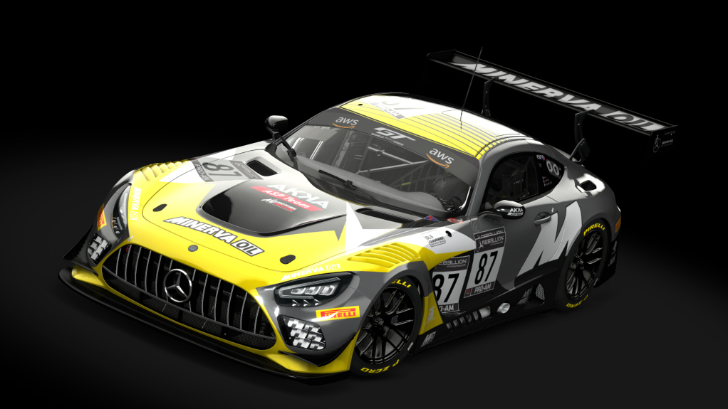AMG GT3 EVO 2020, skin Akka Yellow #87